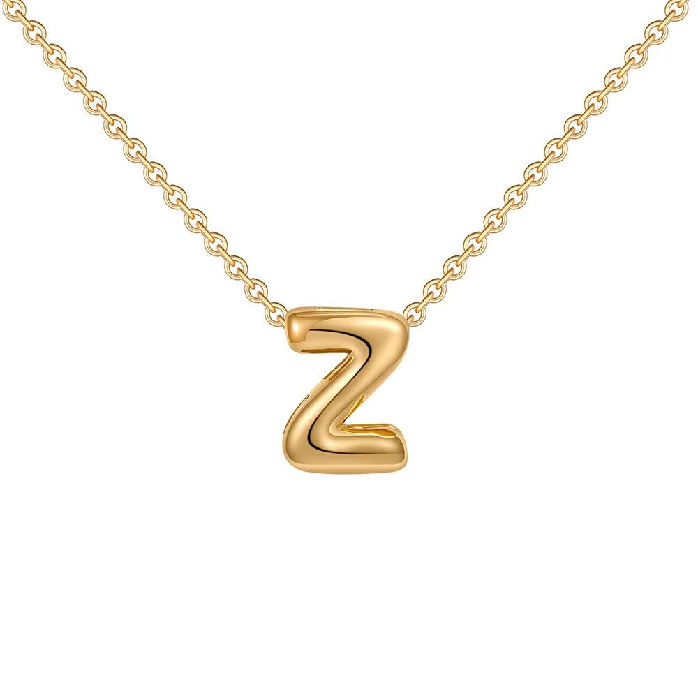 Dainty Mini Bubble Letter Necklace Gold Plated