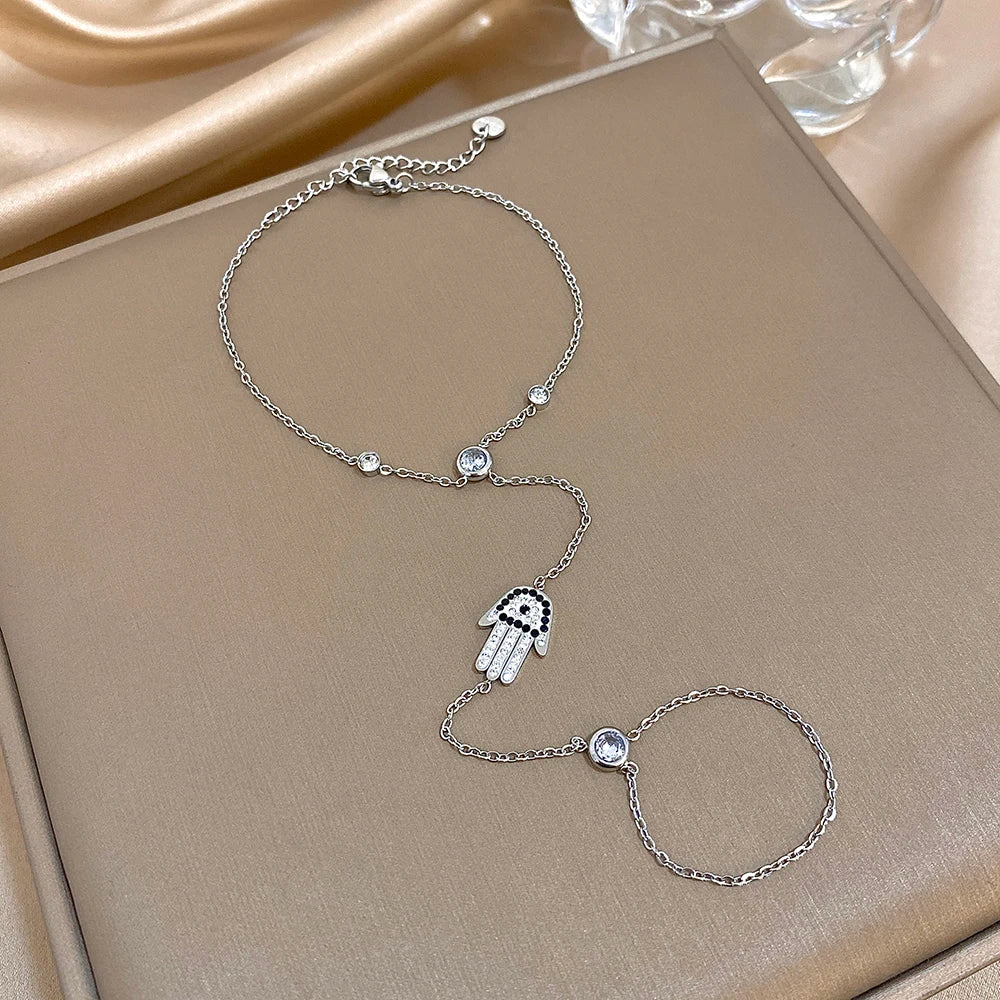Devil's Eye Palm Zircon Chain Bracelet