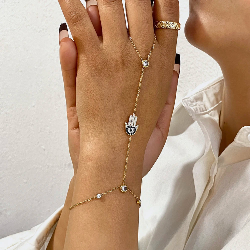 Devil's Eye Palm Zircon Chain Bracelet