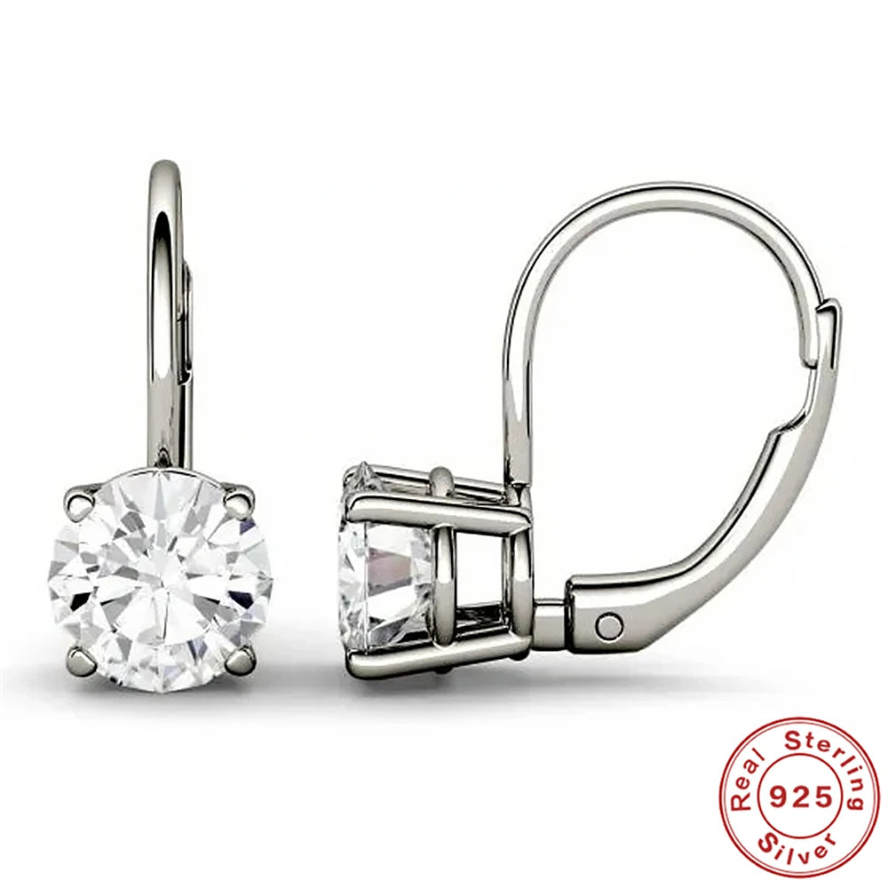 0.5-1.2 Carat D Color Moissanite Ear Stud Earrings For Women 925 Sterling Silver Sparkling