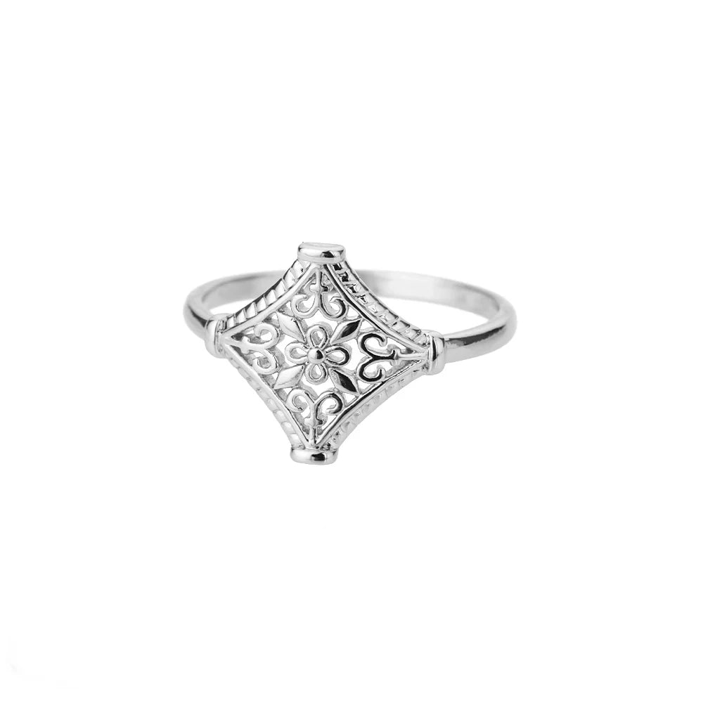 Stainless Steel Lotus Flower Ring for Women Gold Color Vintage Stone Opal Oval