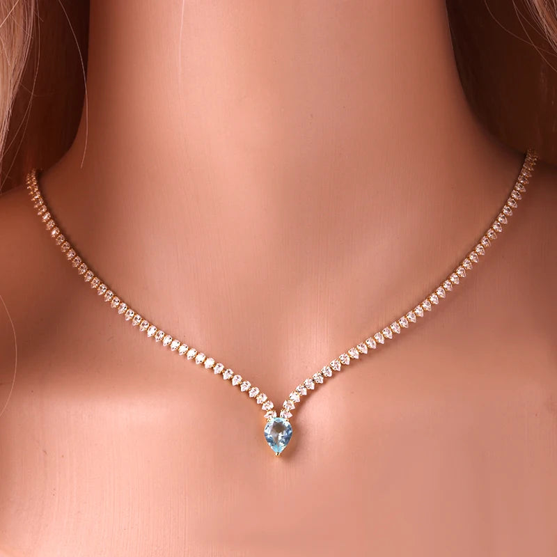 High Quality Iced Out Chain Water Drop Cubic Zirconia