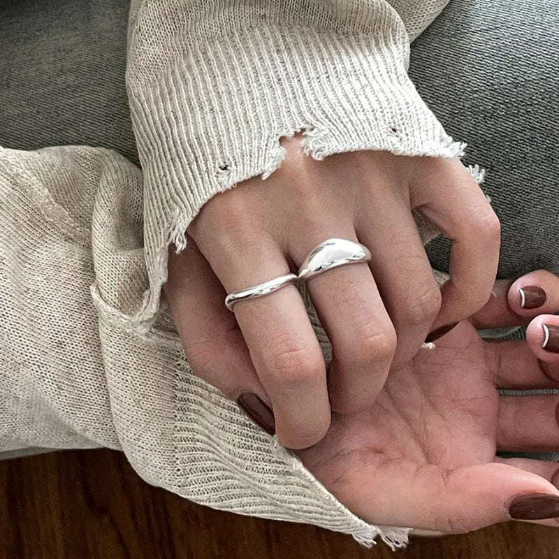 925 Sterling Silver Irregular Ring for Women Geometry Versatile Minimalism