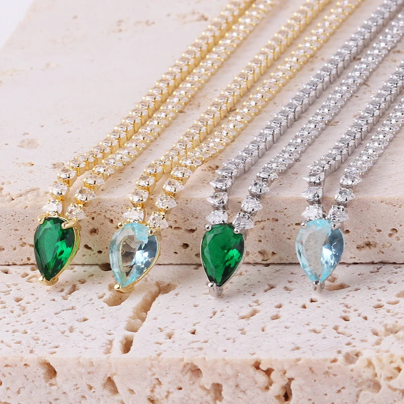 High Quality Iced Out Chain Water Drop Cubic Zirconia