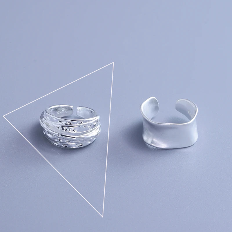 925 Sterling Silver Irregular Ring for Women Geometry Versatile Minimalism