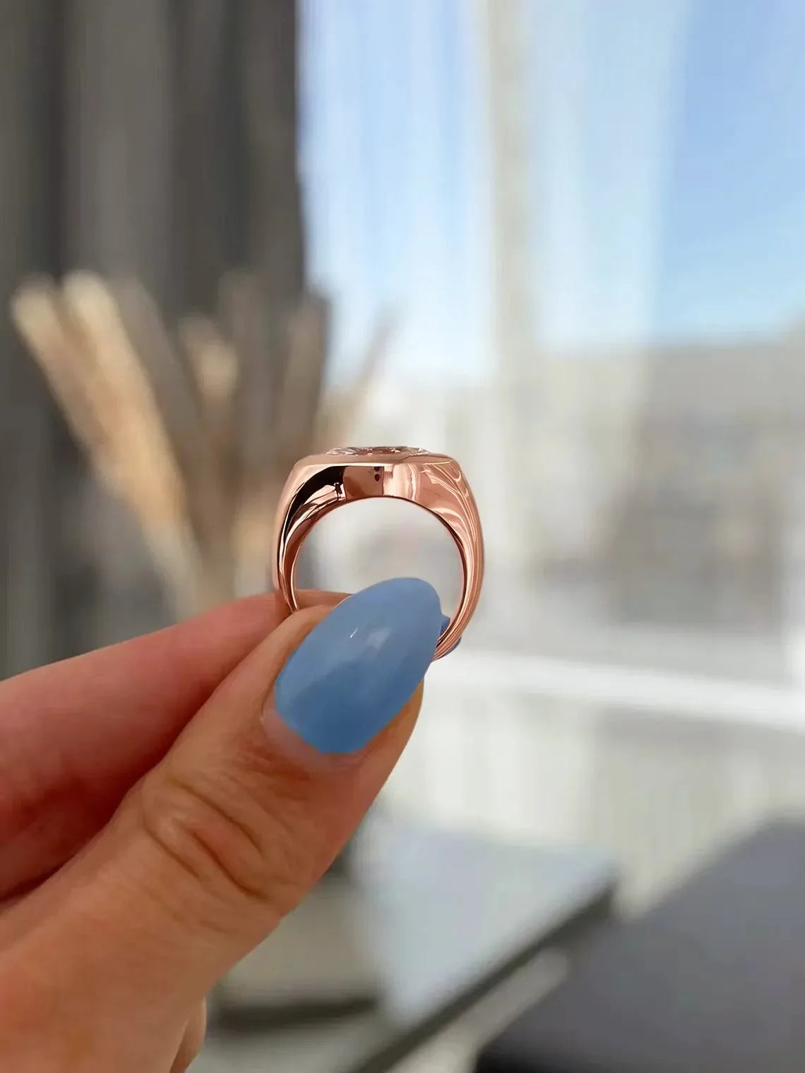 Rectangle Horse's Eye Minimalist Rose Gold Color Inlay Zircon