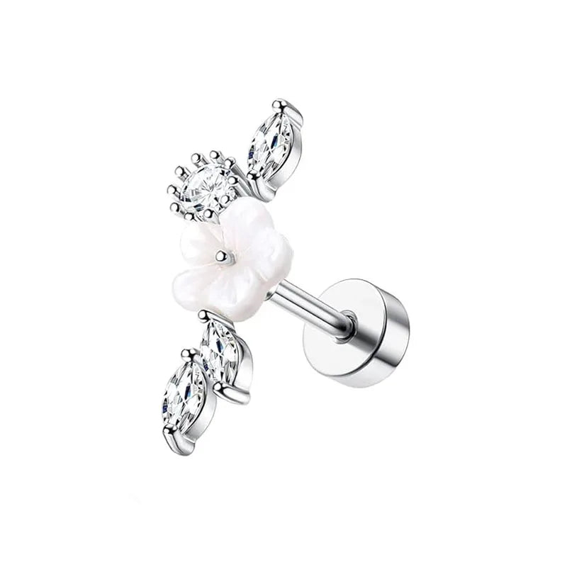 Bobisty 1pc 16G Cartilage Earring Stainless Steel Opal CZ Cartilage Conch Helix