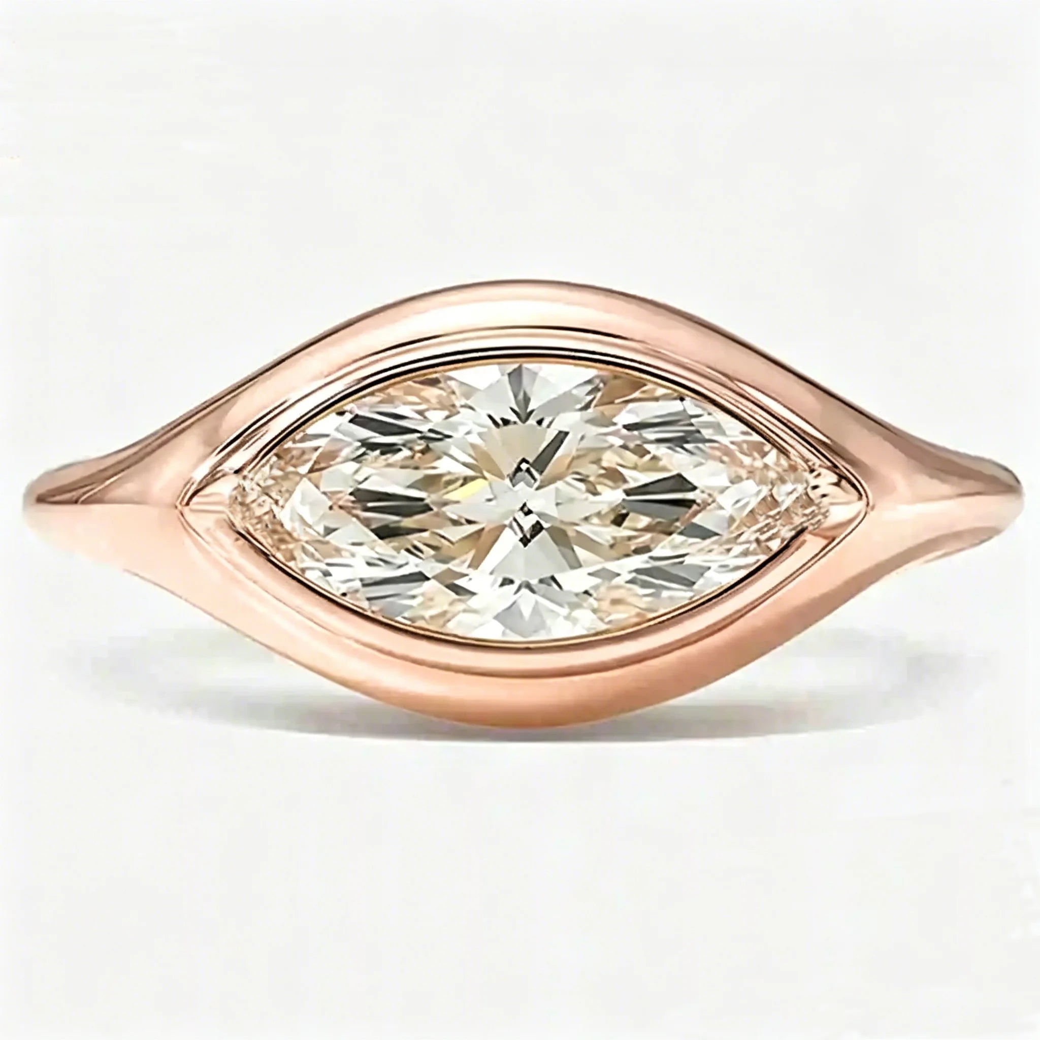 Rectangle Horse's Eye Minimalist Rose Gold Color Inlay Zircon