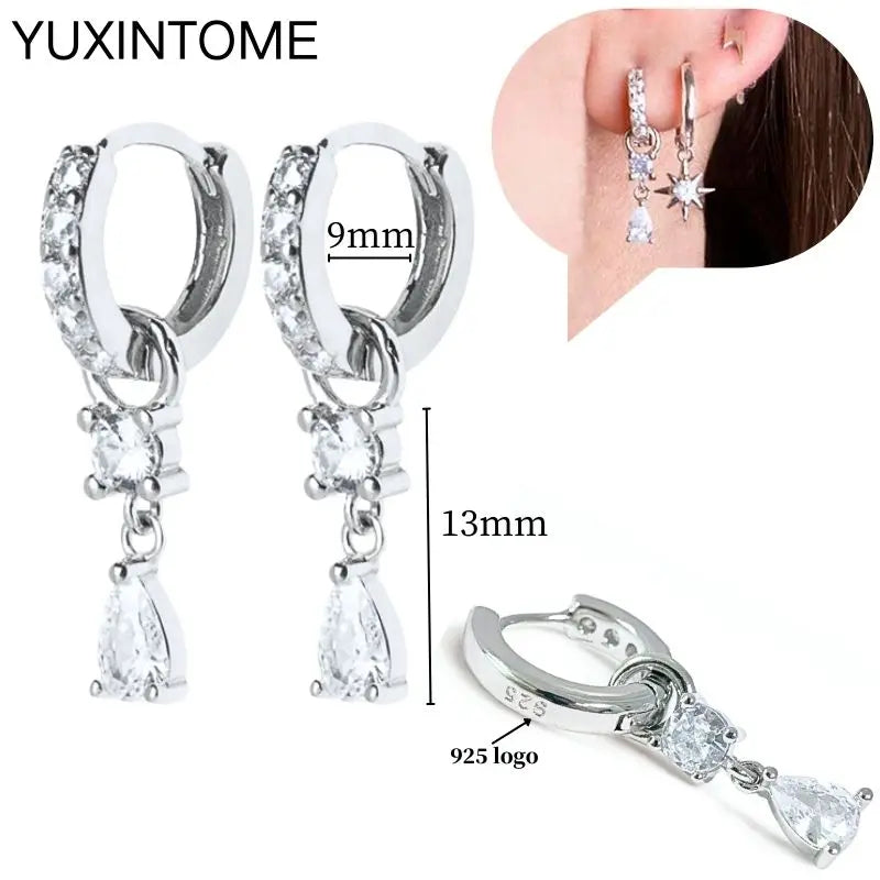 Sterling Silver White Crystal Earrings