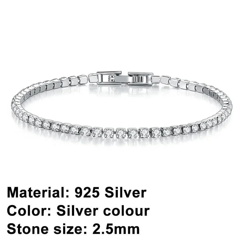 925 Sterling Silver Rose Gold Tennis Bracelet Sparkling Crystal
