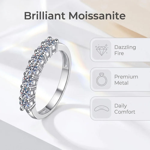0.7CT 3mm Gemstone Moissanite Rings Classics for Women 925 Sterling Silver Wedding Diamonds Band Stackable Ring White Gold