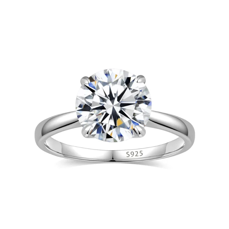 Women's Round Moissanite Rings 925 Sterling Silver VVS Moissanite Ring 0.5/1/1.5/2/3/4CT Moissanite Diamond with GRA Certificate