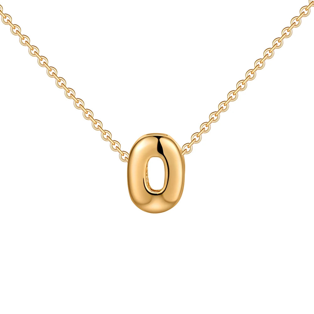 Dainty Mini Bubble Letter Necklace Gold Plated