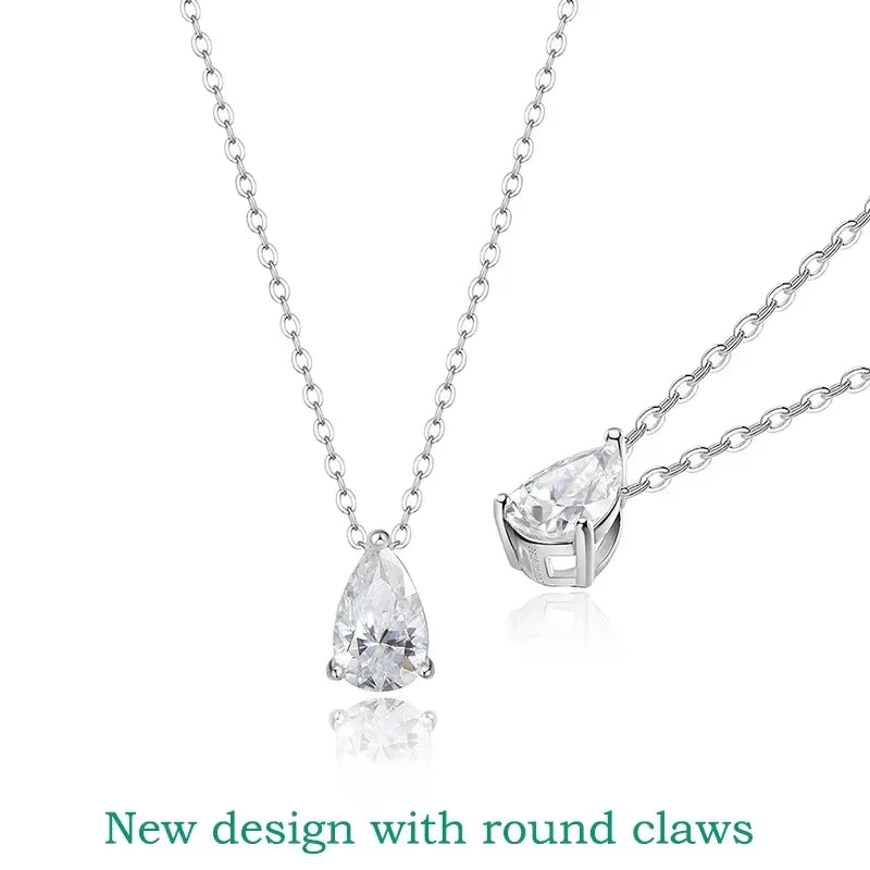 Smyoue 1-4CT Pear Cut Moissanite Pendant Necklace for Women Girls 3 Designs Lab Diamond Wedding Silver 925 Chains Fine Jewelry
