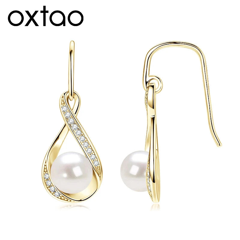 Infinity D Moissanite Dangle Hook Earrings