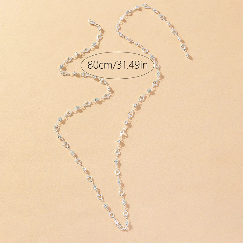 Heart O-ring Slip Chain For Women Y-Necklace