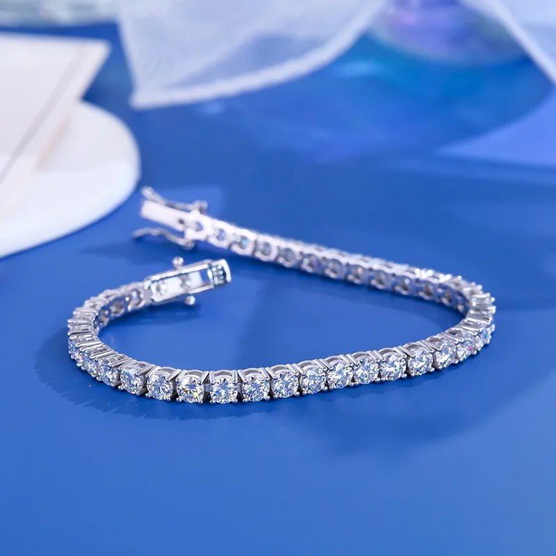 2mm Moissanite Tennis Bracelet Original s925 Sterling Silver Plated 18k White Gold