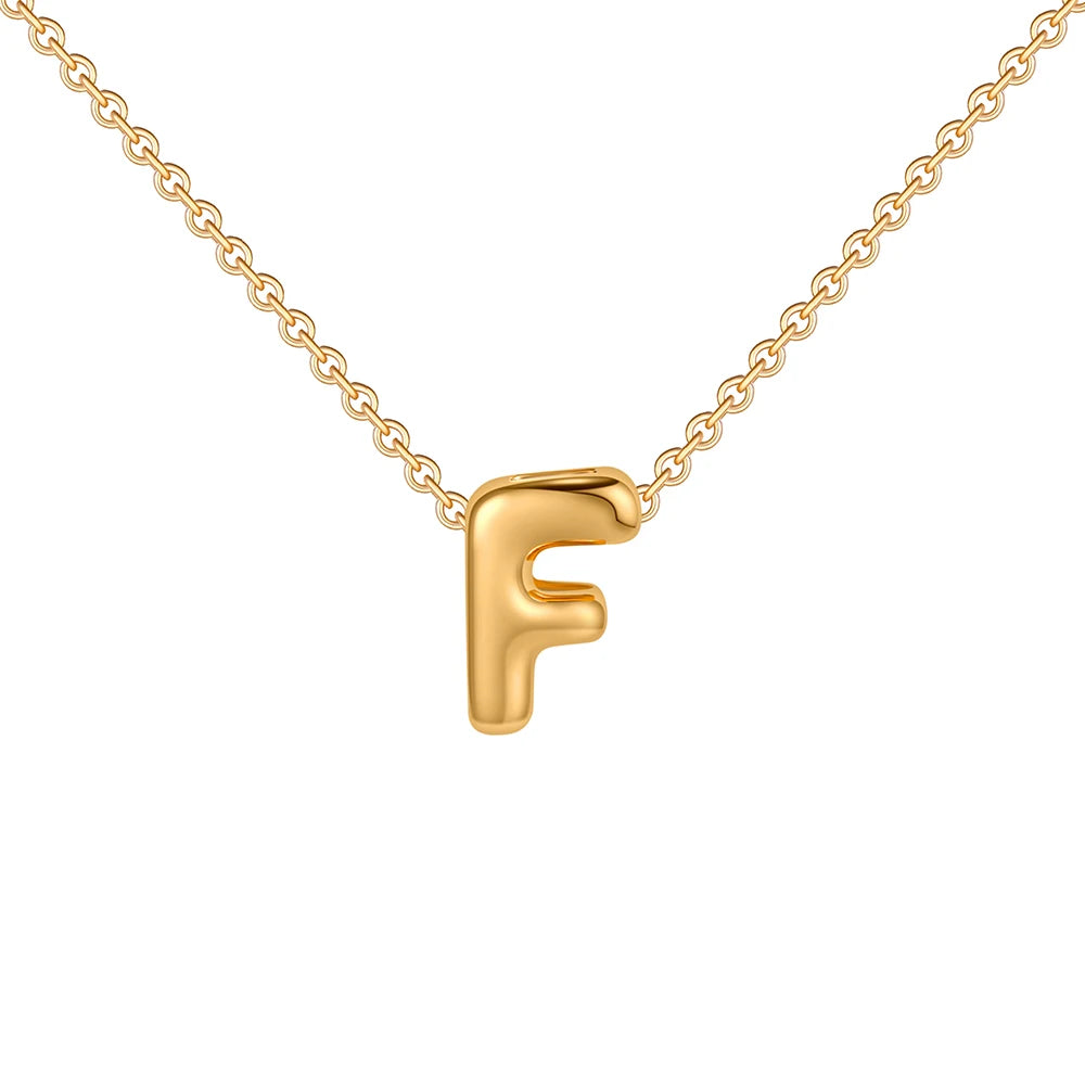 Dainty Mini Bubble Letter Necklace Gold Plated