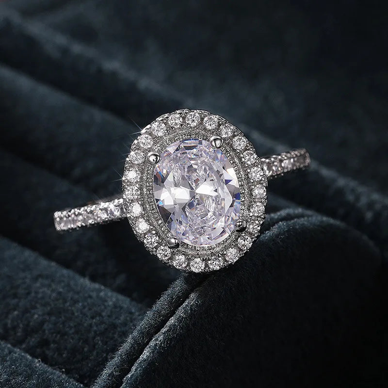 Moissanite 925 Sterling Silver Ring For Women Square Round 1CT 2CT 3CT Brilliant Diamond