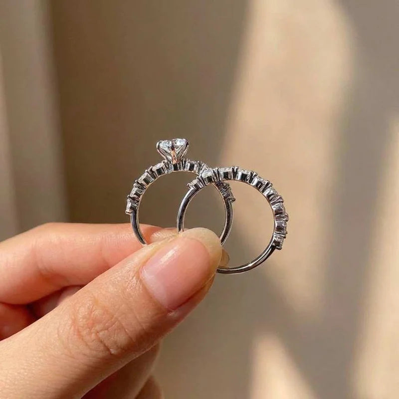 925 Sterling Silver Cubic Zirconia Set Rings for Women