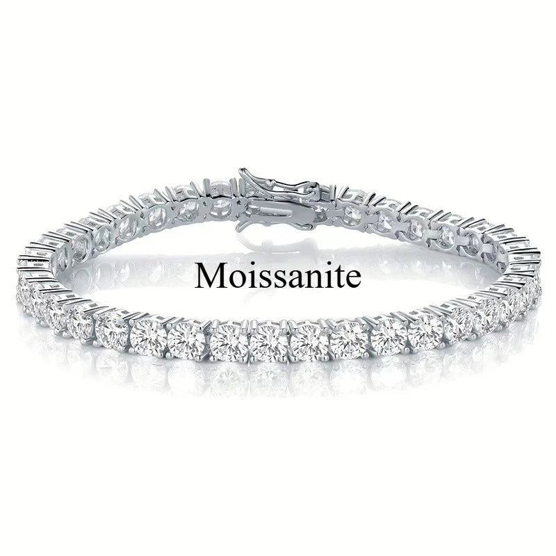 925 Sterling Silver Moissanite Bracelet 3mm D VVS1 Diamond with GRA for Women