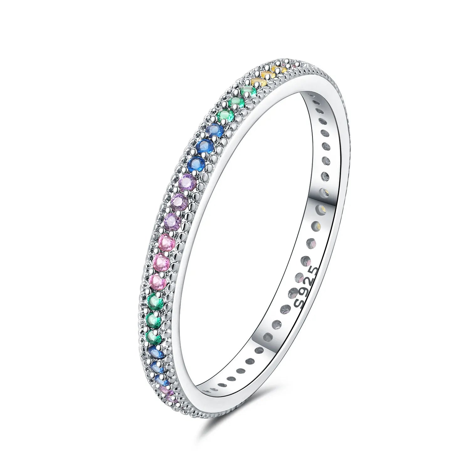 Original 925 Sterling Silver Simple Colorful Zircon