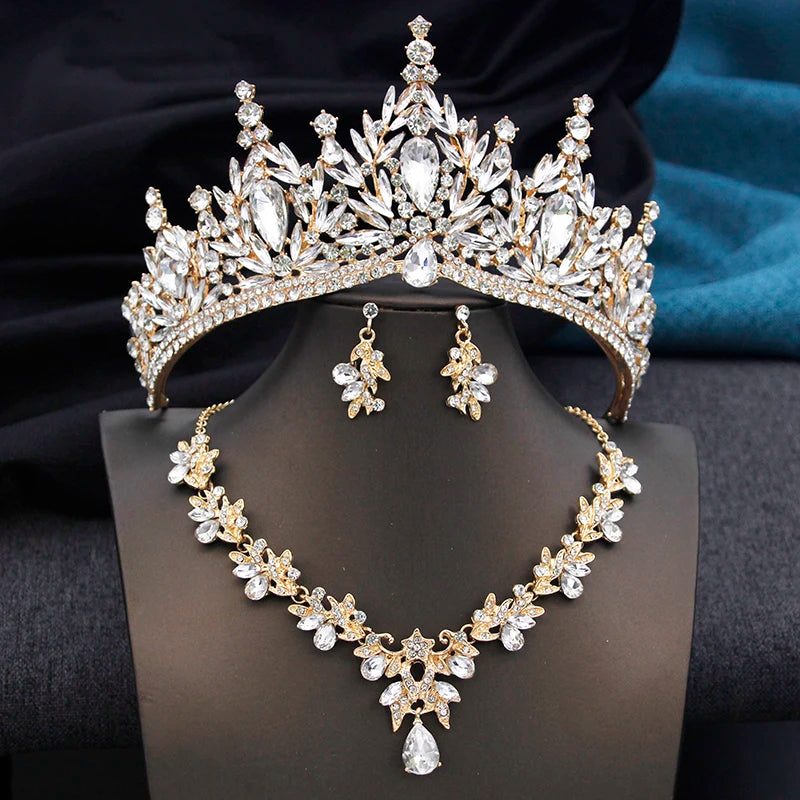 Royal Queen 3 Pcs Tiaras and necklace earrings