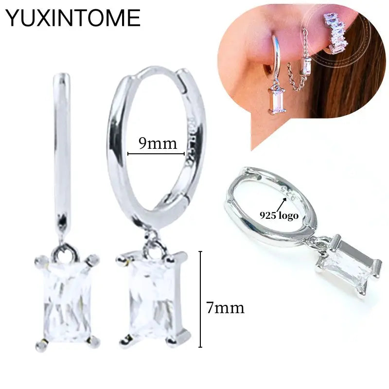 Sterling Silver White Crystal Earrings