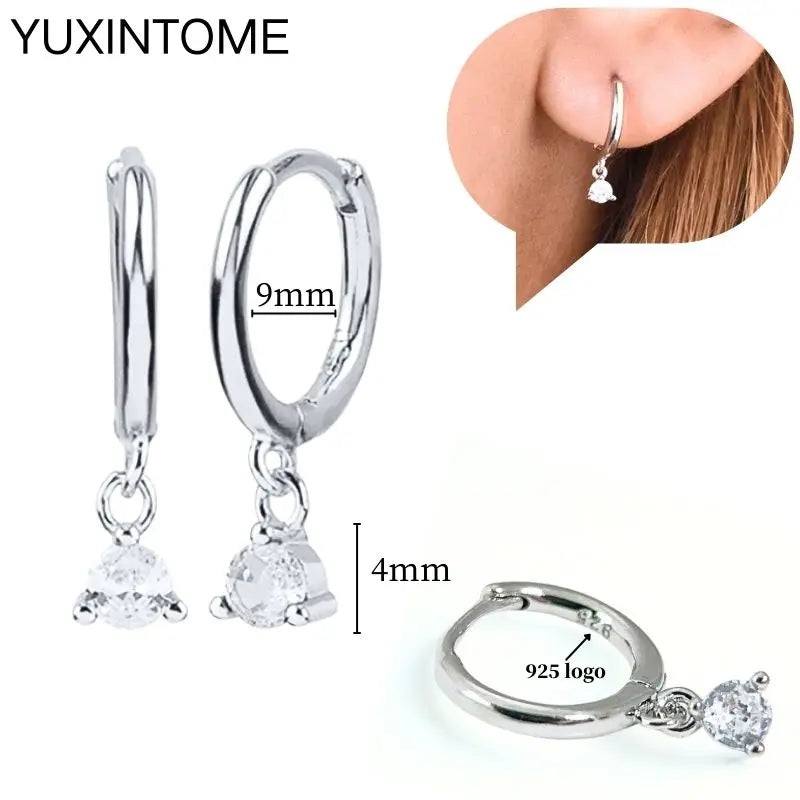 Sterling Silver White Crystal Earrings