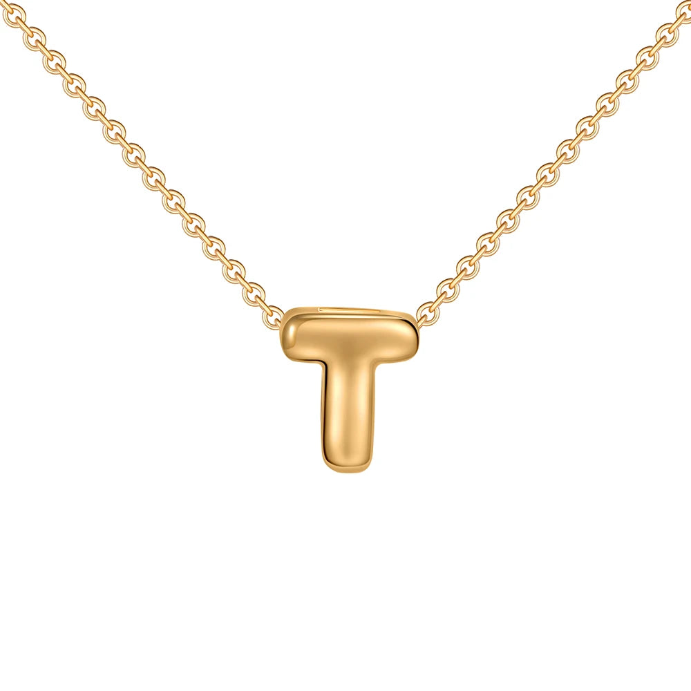 Dainty Mini Bubble Letter Necklace Gold Plated