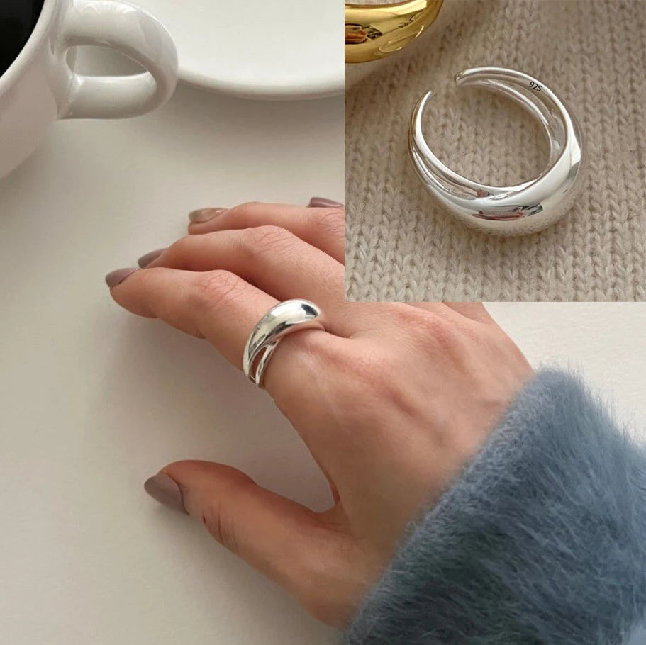 925 Sterling Silver Irregular Ring for Women Geometry Versatile Minimalism