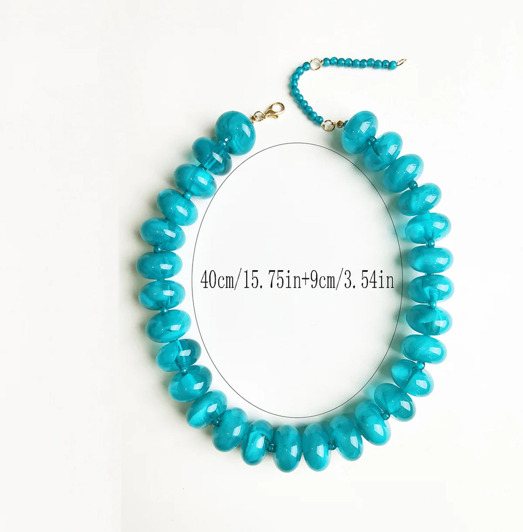 Bohemian Fashion Casual Dopamine Resin Bead Necklace Charms Chunky