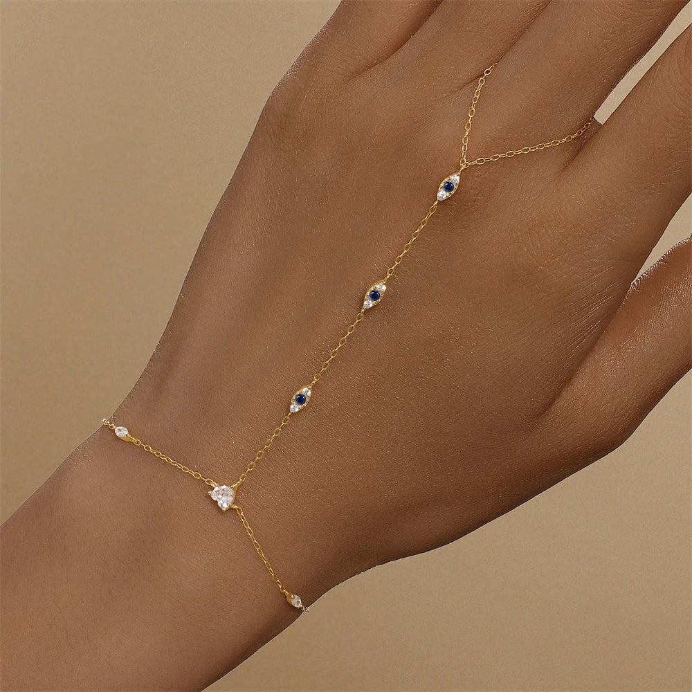 Sterling Silver INS Horse's Eye Zircon Charm Bracelet