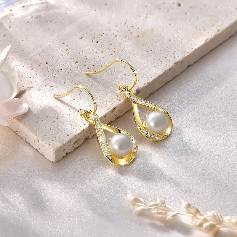 Infinity D Moissanite Dangle Hook Earrings