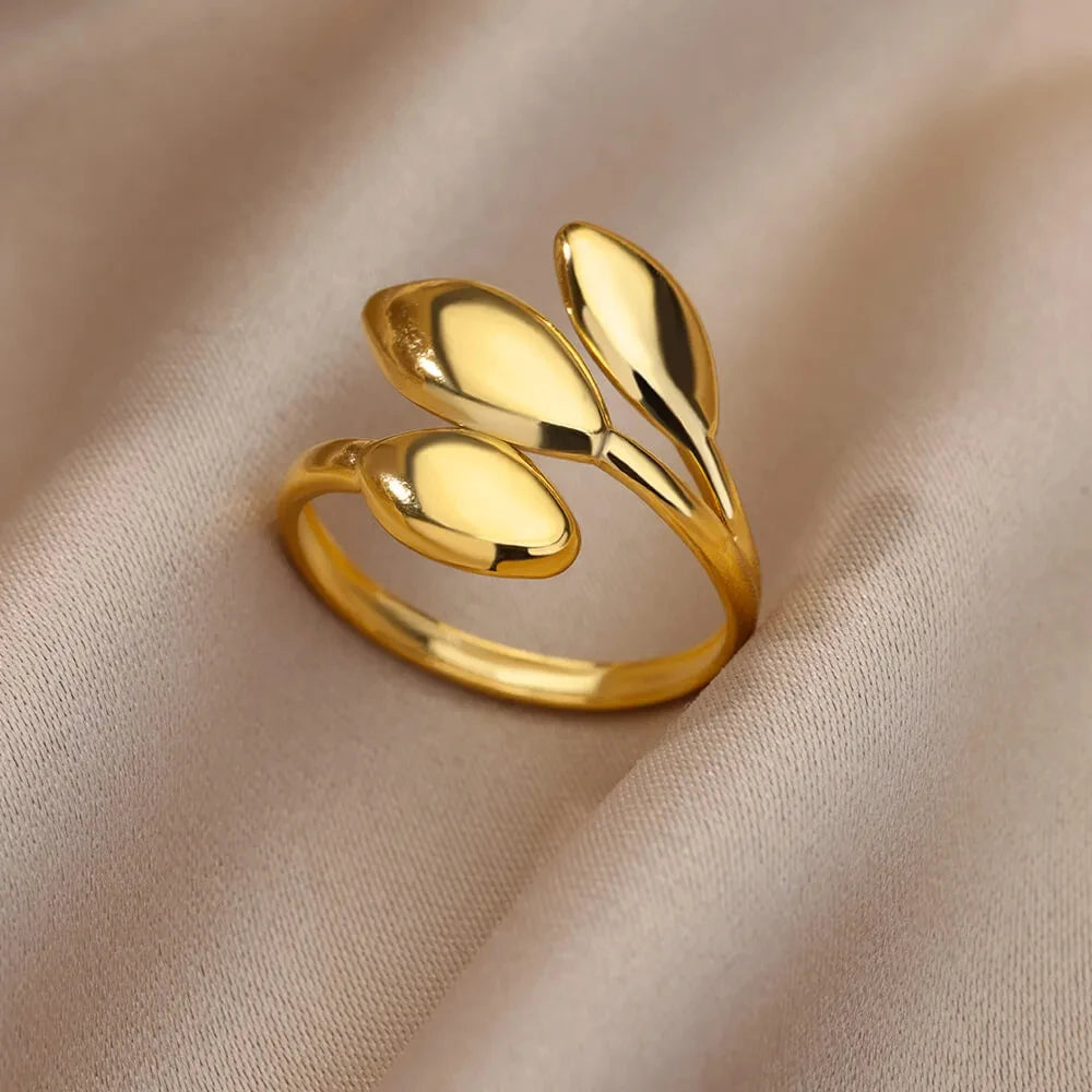 Stainless Steel Rings for Women Gold Color Multilayer Geometric Open Ring Vintage