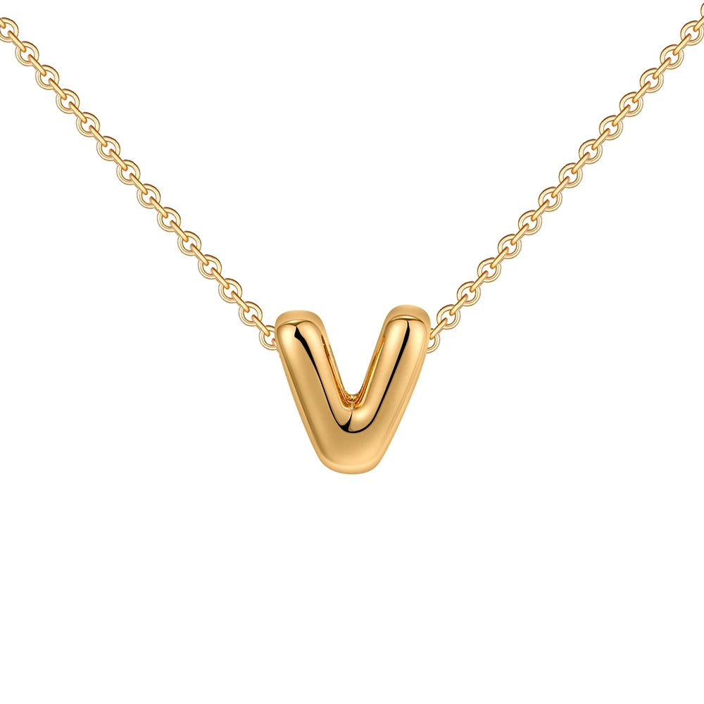 Dainty Mini Bubble Letter Necklace Gold Plated