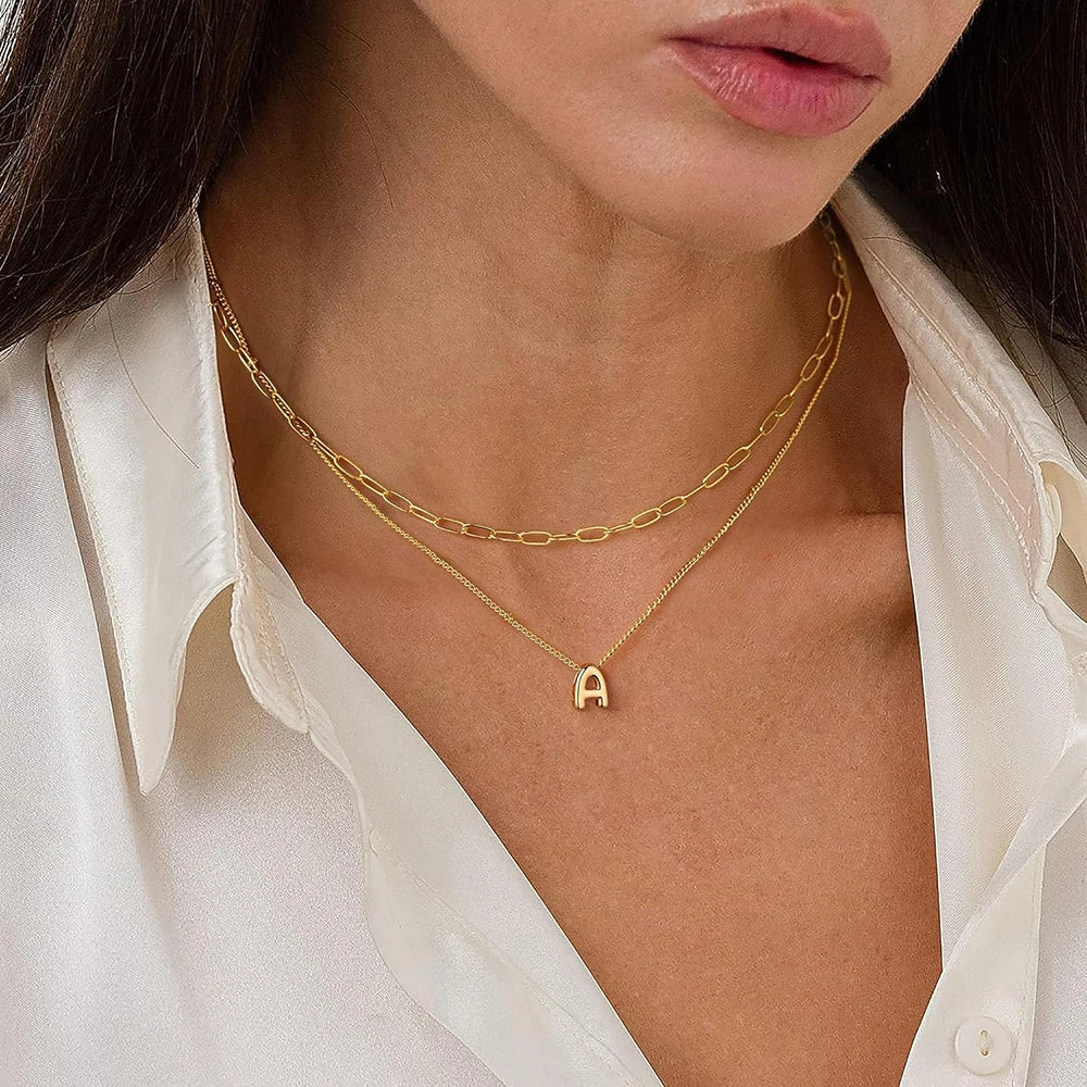 Dainty Mini Bubble Letter Necklace Gold Plated