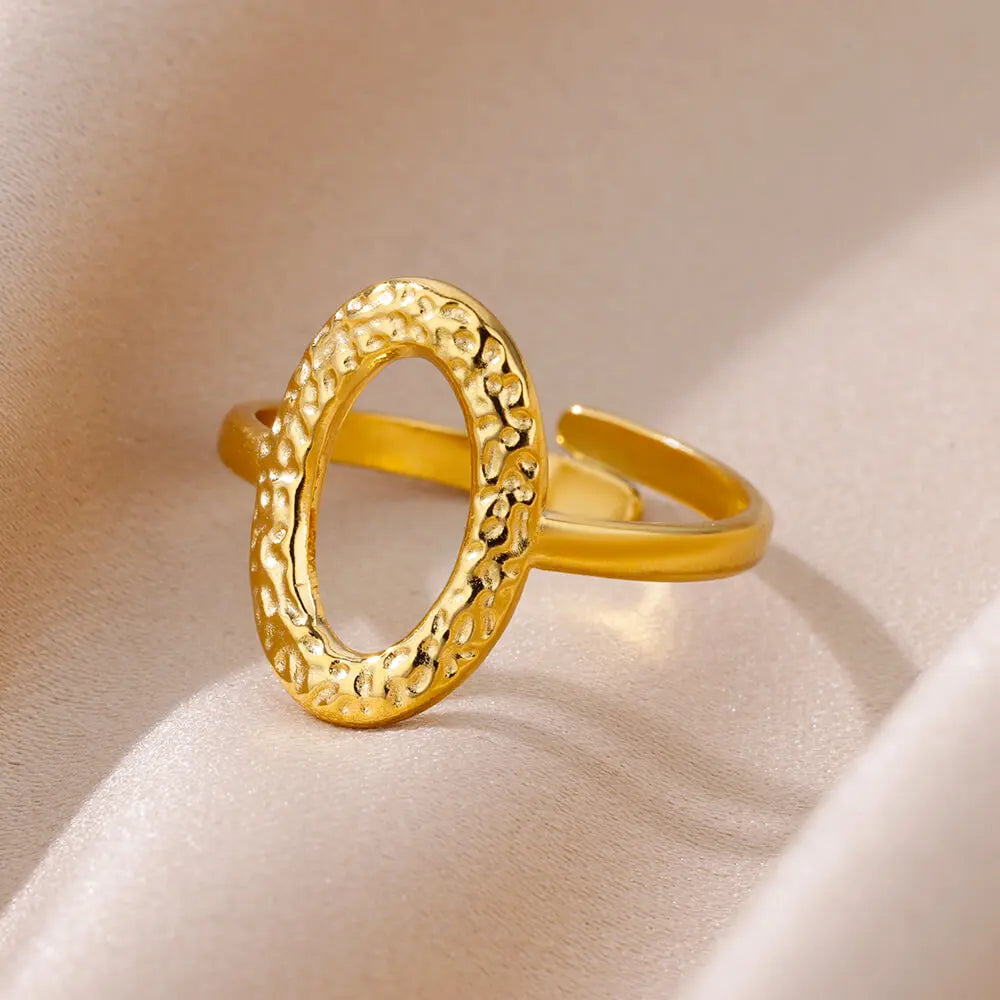 Stainless Steel Rings for Women Gold Color Multilayer Geometric Open Ring Vintage
