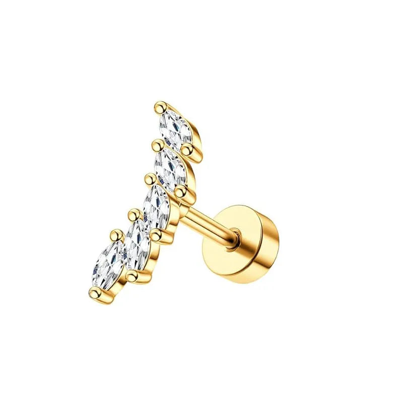 Bobisty 1pc 16G Cartilage Earring Stainless Steel Opal CZ Cartilage Conch Helix