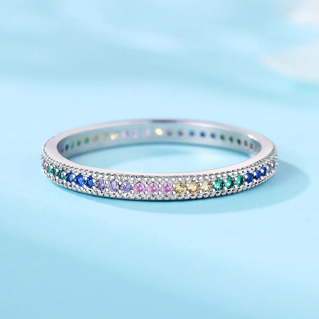 Original 925 Sterling Silver Simple Colorful Zircon