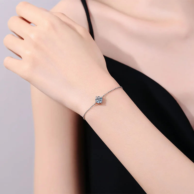 Zircon/moissanite Bracelets for Women Classic Adjustable Chain Lab Diamond 100% 925 Sterling Silver Jewelry