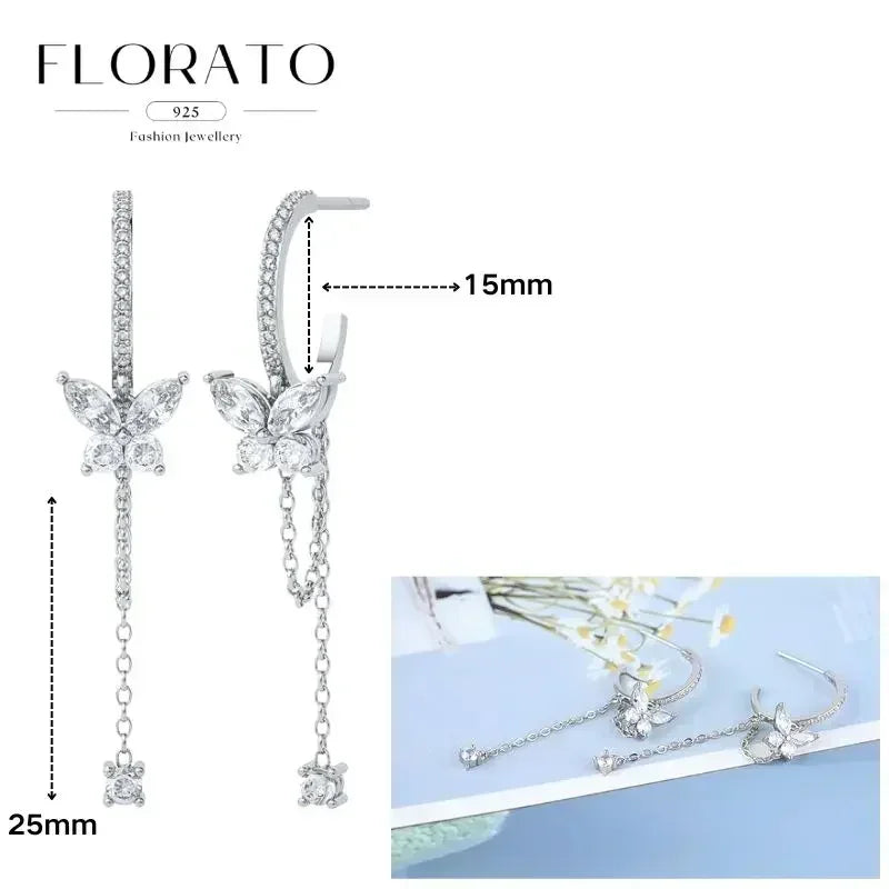 Earrings Chain Tassel Pendant Zircon