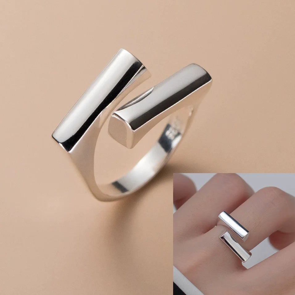 925 Sterling Silver Irregular Ring for Women Geometry Versatile Minimalism