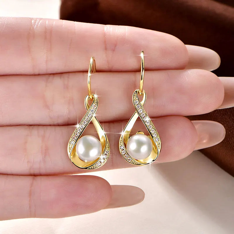 Infinity D Moissanite Dangle Hook Earrings