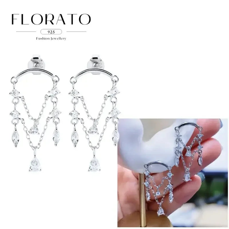 Earrings Chain Tassel Pendant Zircon