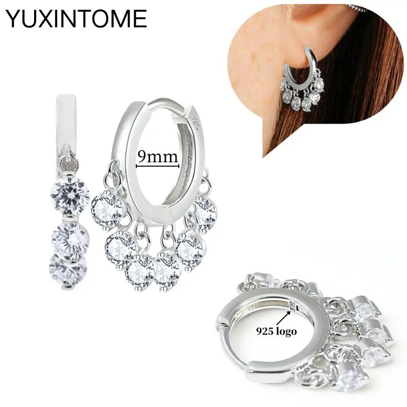Sterling Silver White Crystal Earrings