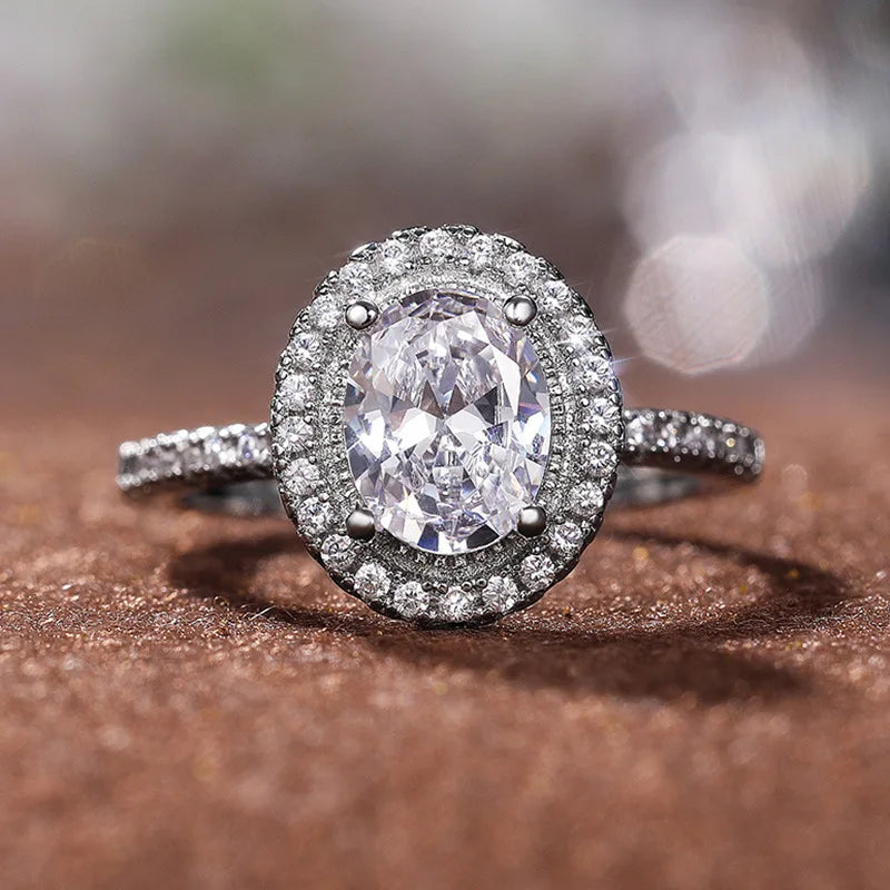 Moissanite 925 Sterling Silver Ring For Women Square Round 1CT 2CT 3CT Brilliant Diamond
