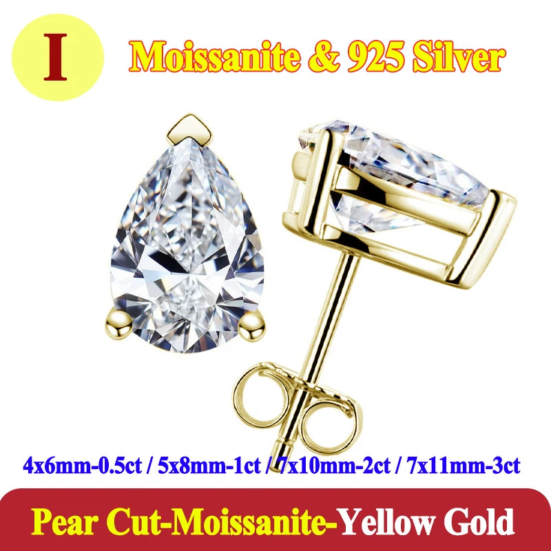 Luxury 0.5-3 Carats Marquise Heart Pear Moissanite Women Diamond Earring