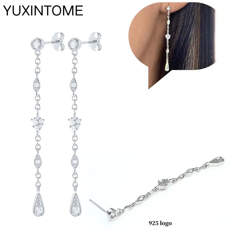 Sterling Silver White Crystal Earrings