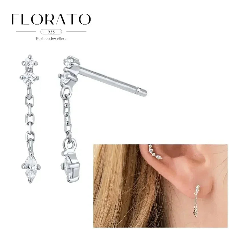 Earrings Chain Tassel Pendant Zircon